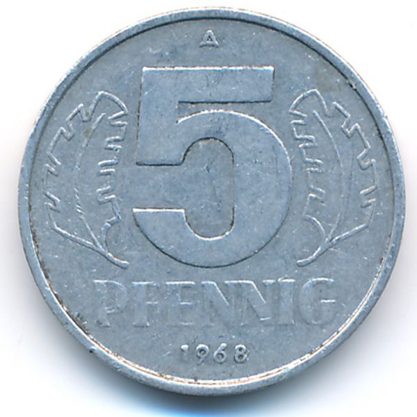 ГДР, 5 пфеннигов (1968 г.)