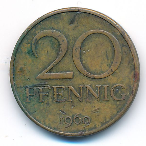 ГДР, 20 пфеннигов (1969 г.)