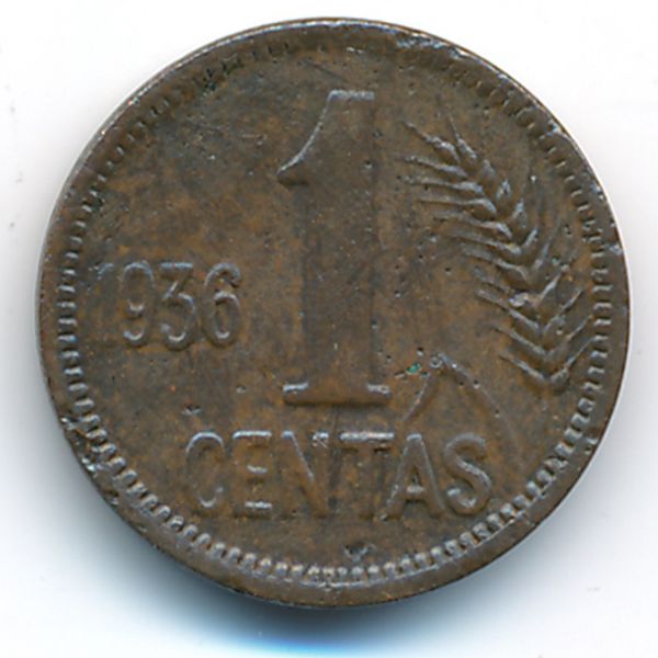 Литва, 1 цент (1936 г.)