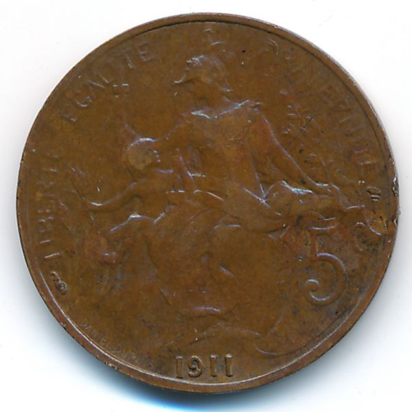 Франция, 5 сентим (1911 г.)