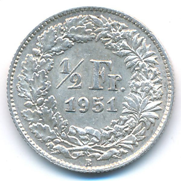 Швейцария, 1/2 франка (1951 г.)