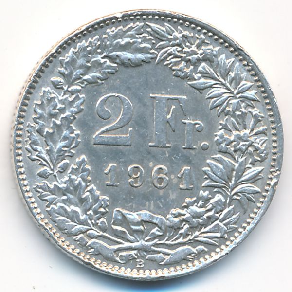 Швейцария, 2 франка (1961 г.)