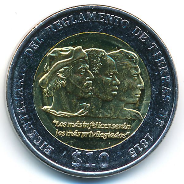 Уругвай, 10 песо (2015 г.)