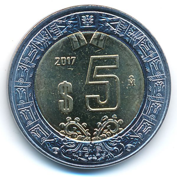 Мексика, 5 песо (2017 г.)
