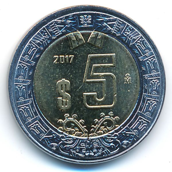 Мексика, 5 песо (2017 г.)