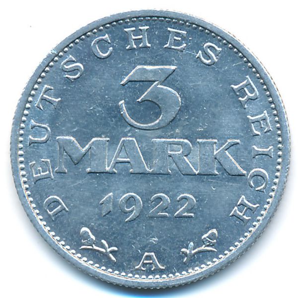 Веймарская республика, 3 марки (1922 г.)