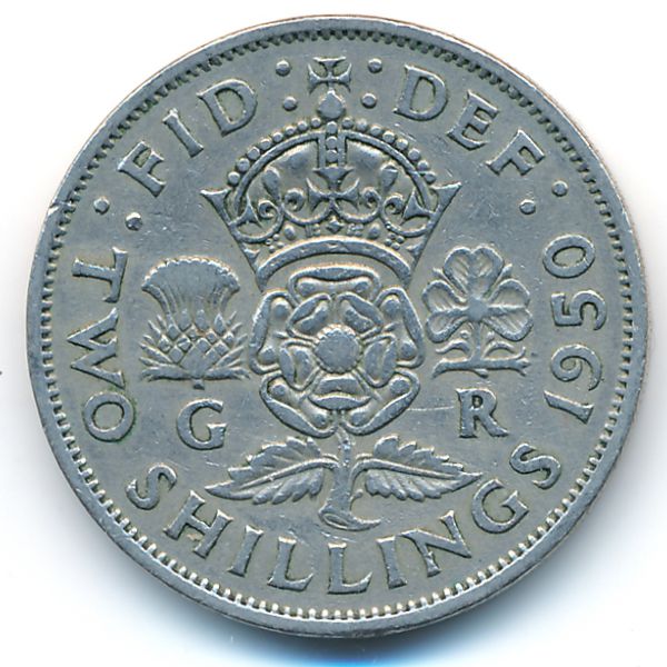 Великобритания, 2 шиллинга (1950 г.)