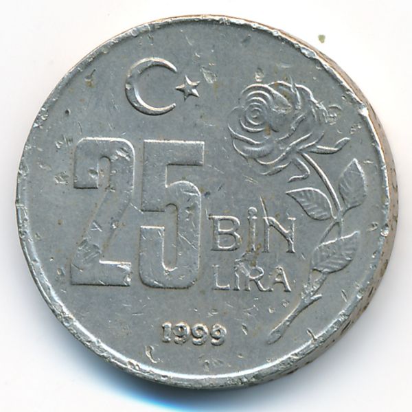 Турция, 25000 лир (1999 г.)