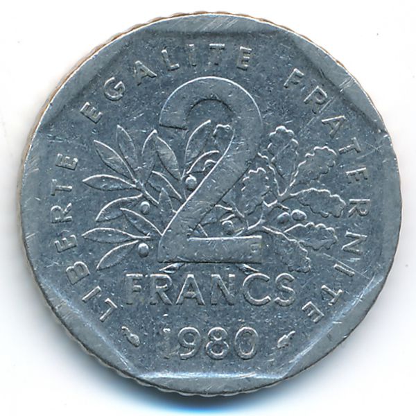 Франция, 2 франка (1980 г.)