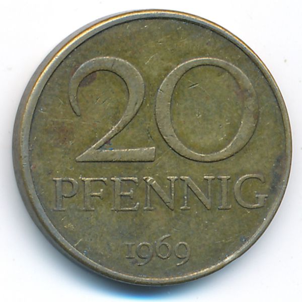 ГДР, 20 пфеннигов (1969 г.)