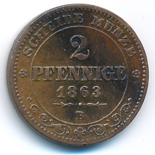 Саксония, 2 пфеннига (1863 г.)