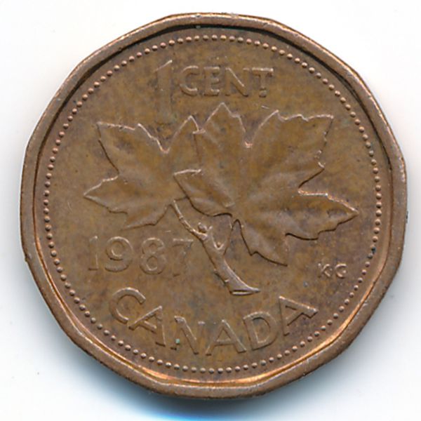 Канада, 1 цент (1987 г.)