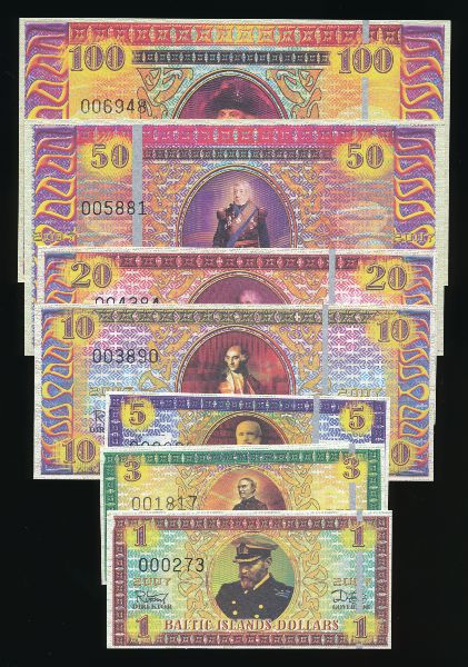 Балтийские острова., Набор банкнот (2007 г.)