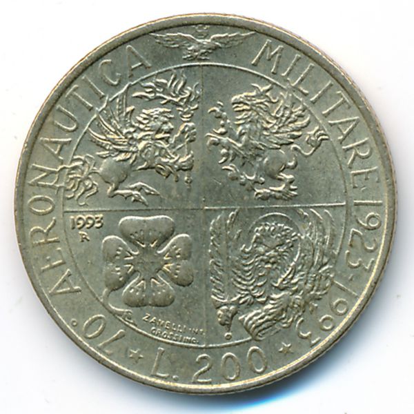 Италия, 200 лир (1993 г.)