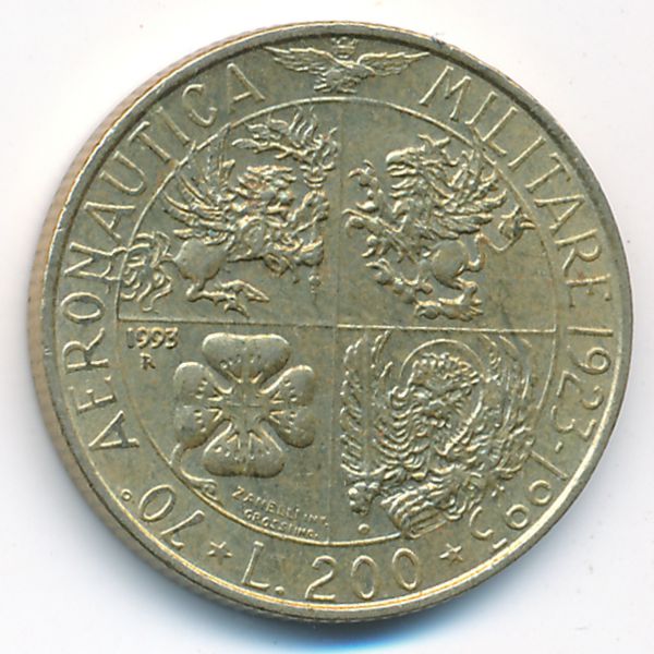 Италия, 200 лир (1993 г.)
