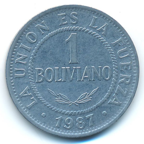 Боливия, 1 боливиано (1987 г.)