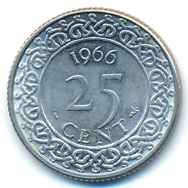 Суринам, 25 центов (1966 г.)