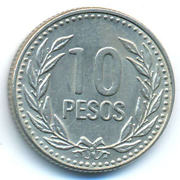 Колумбия, 10 песо (1989 г.)