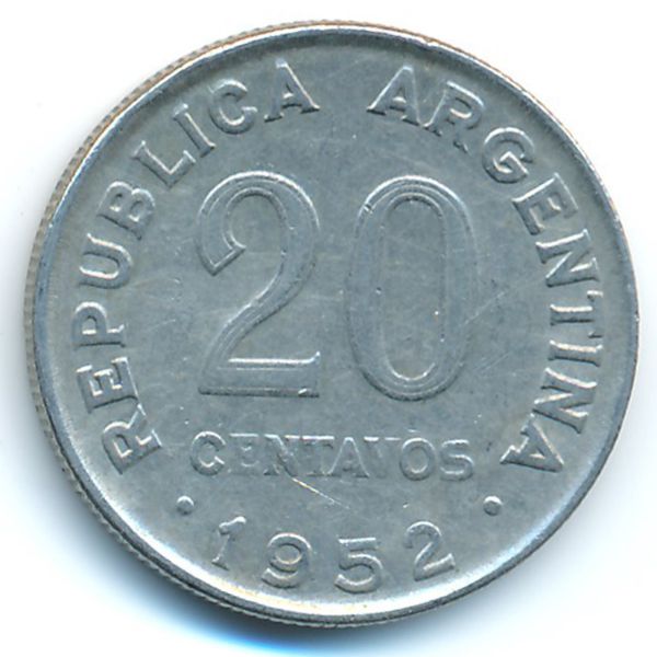 Аргентина, 20 сентаво (1952 г.)