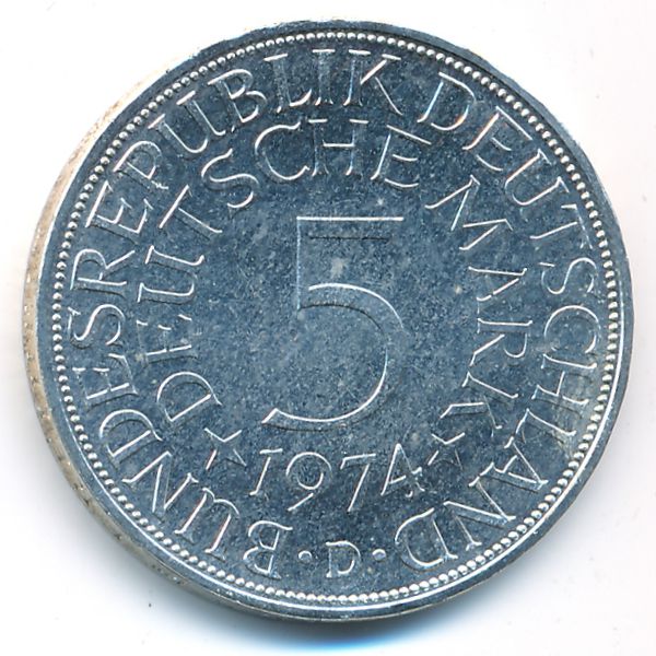 ФРГ, 5 марок (1974 г.)