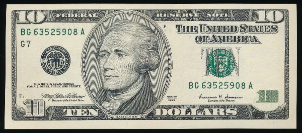 США, 10 долларов (1999 г.)