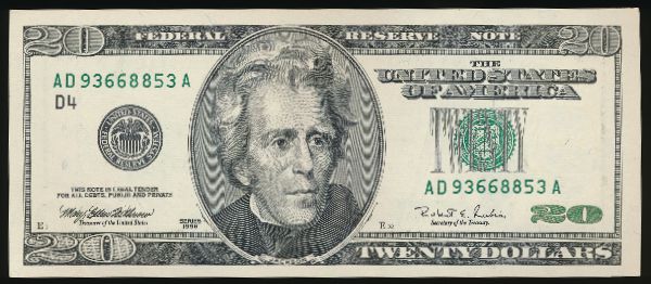 США, 20 долларов (1996 г.)