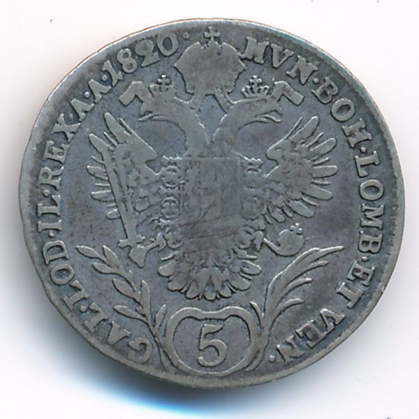 Австрия, 5 крейцеров (1820 г.)