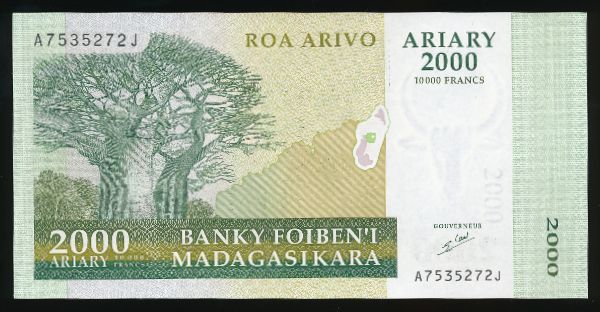 Мадагаскар, 2000 ариари - 10000 франков