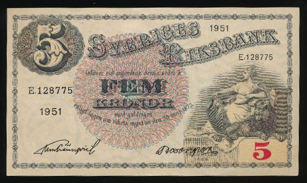 Швеция, 5 крон (1951 г.)
