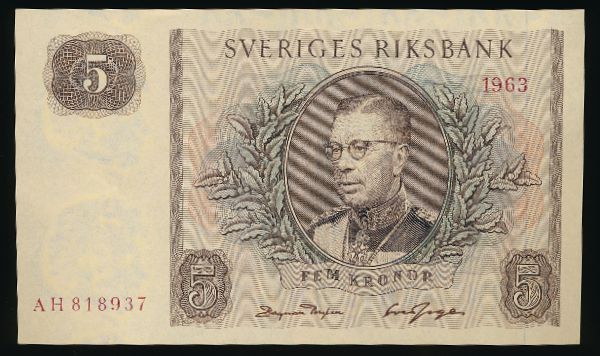 Швеция, 5 крон (1963 г.)