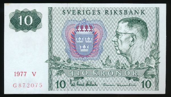 Швеция, 10 крон (1977 г.)