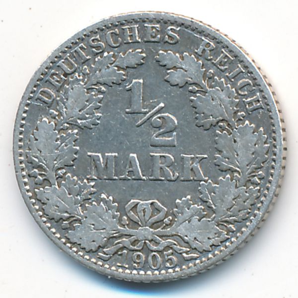 Германия, 1/2 марки (1905 г.)