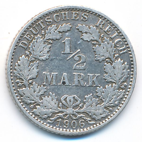 Германия, 1/2 марки (1906 г.)