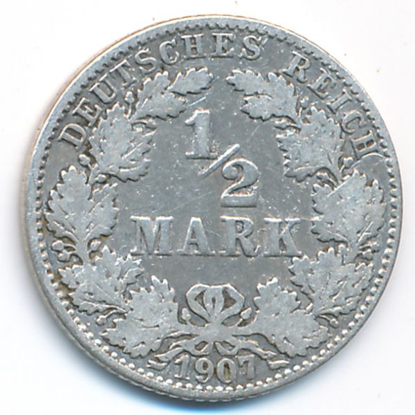 Германия, 1/2 марки (1907 г.)