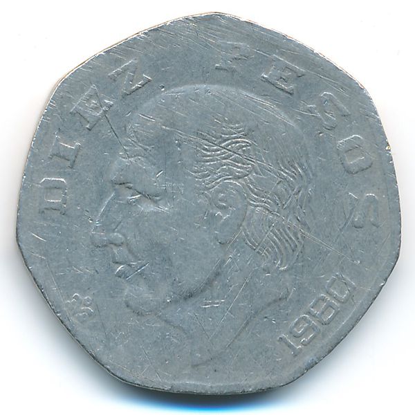 Мексика, 10 песо (1980 г.)