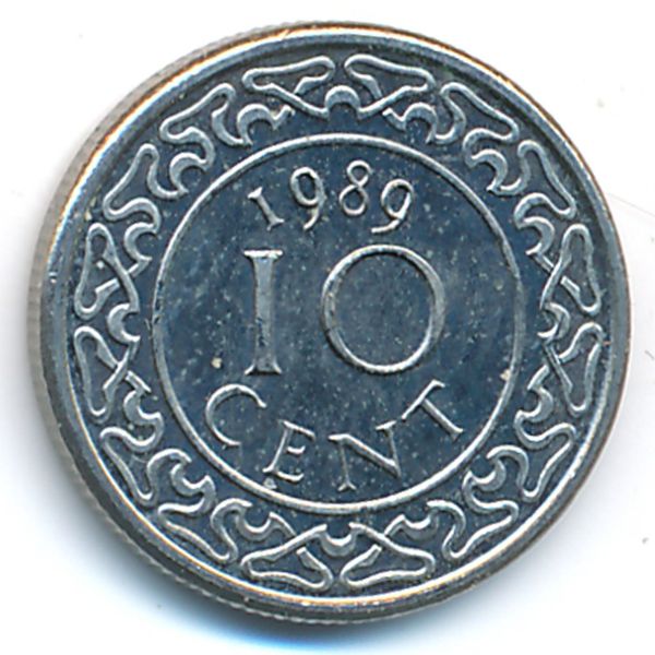 Суринам, 10 центов (1989 г.)