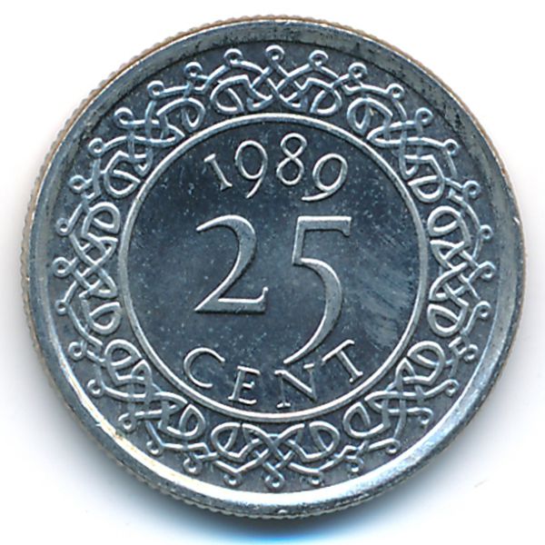 Суринам, 25 центов (1989 г.)