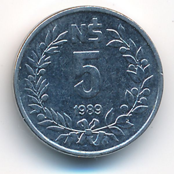 Уругвай, 5 новых песо (1989 г.)