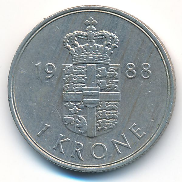 Дания, 1 крона (1988 г.)