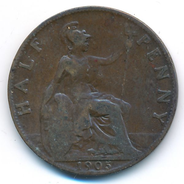 Великобритания, 1/2 пенни (1905 г.)
