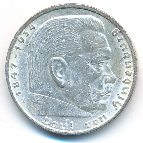 Третий Рейх, 5 рейхсмарок (1938 г.)