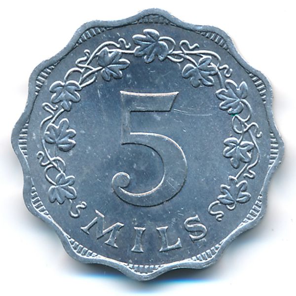 Мальта, 5 мил (1972 г.)