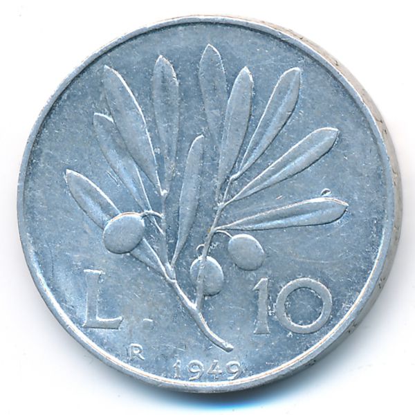 Италия, 10 лир (1949 г.)