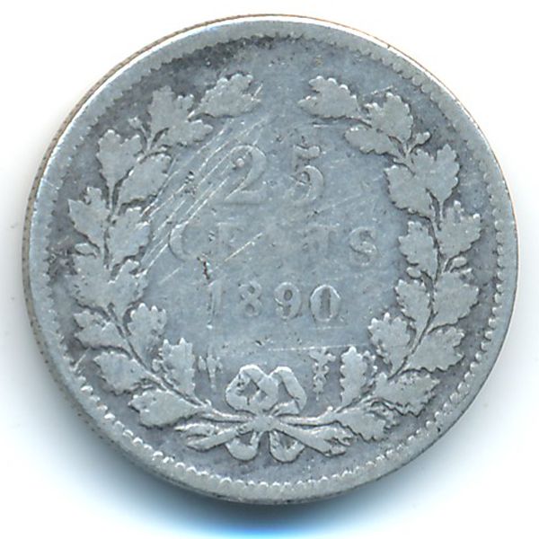 Нидерланды, 25 центов (1890 г.)