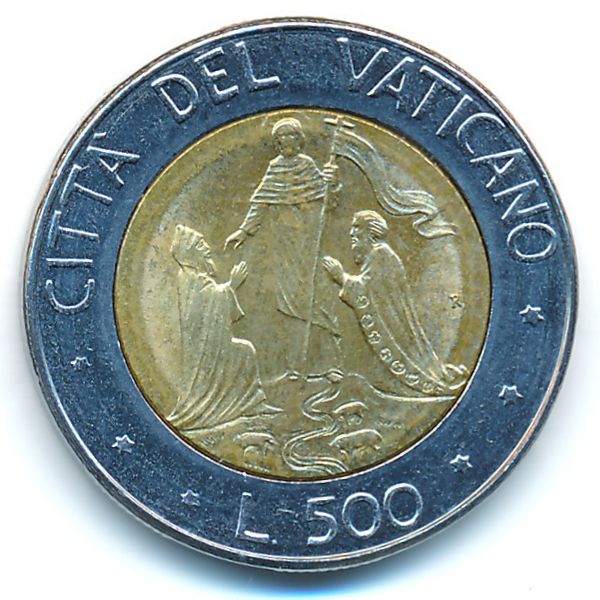 Ватикан, 500 лир (1990 г.)