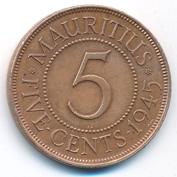 Маврикий, 5 центов (1945 г.)