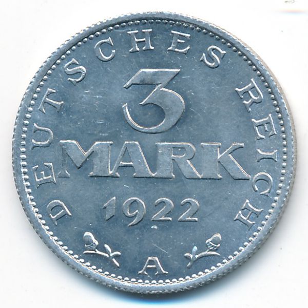 Веймарская республика, 3 марки (1922 г.)