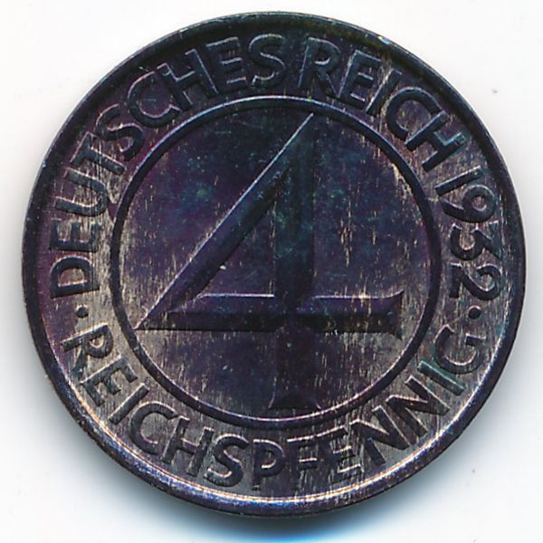 Веймарская республика, 4 рейхспфеннига (1932 г.)