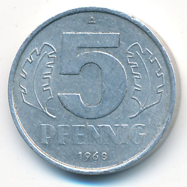 ГДР, 5 пфеннигов (1968 г.)