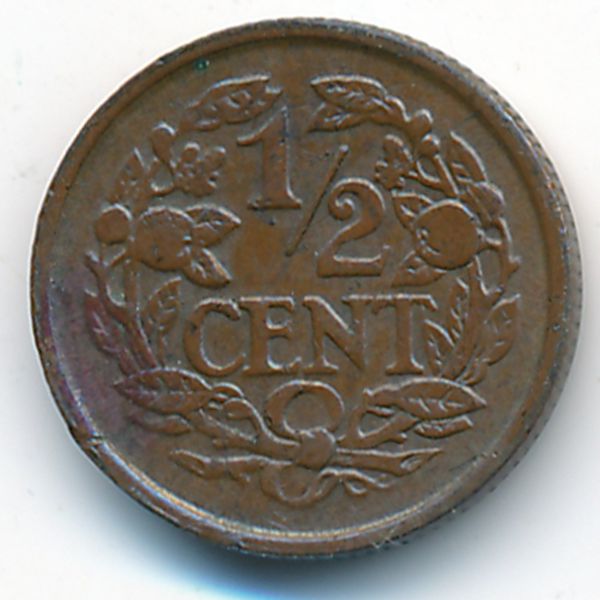 Нидерланды, 1/2 цента (1938 г.)